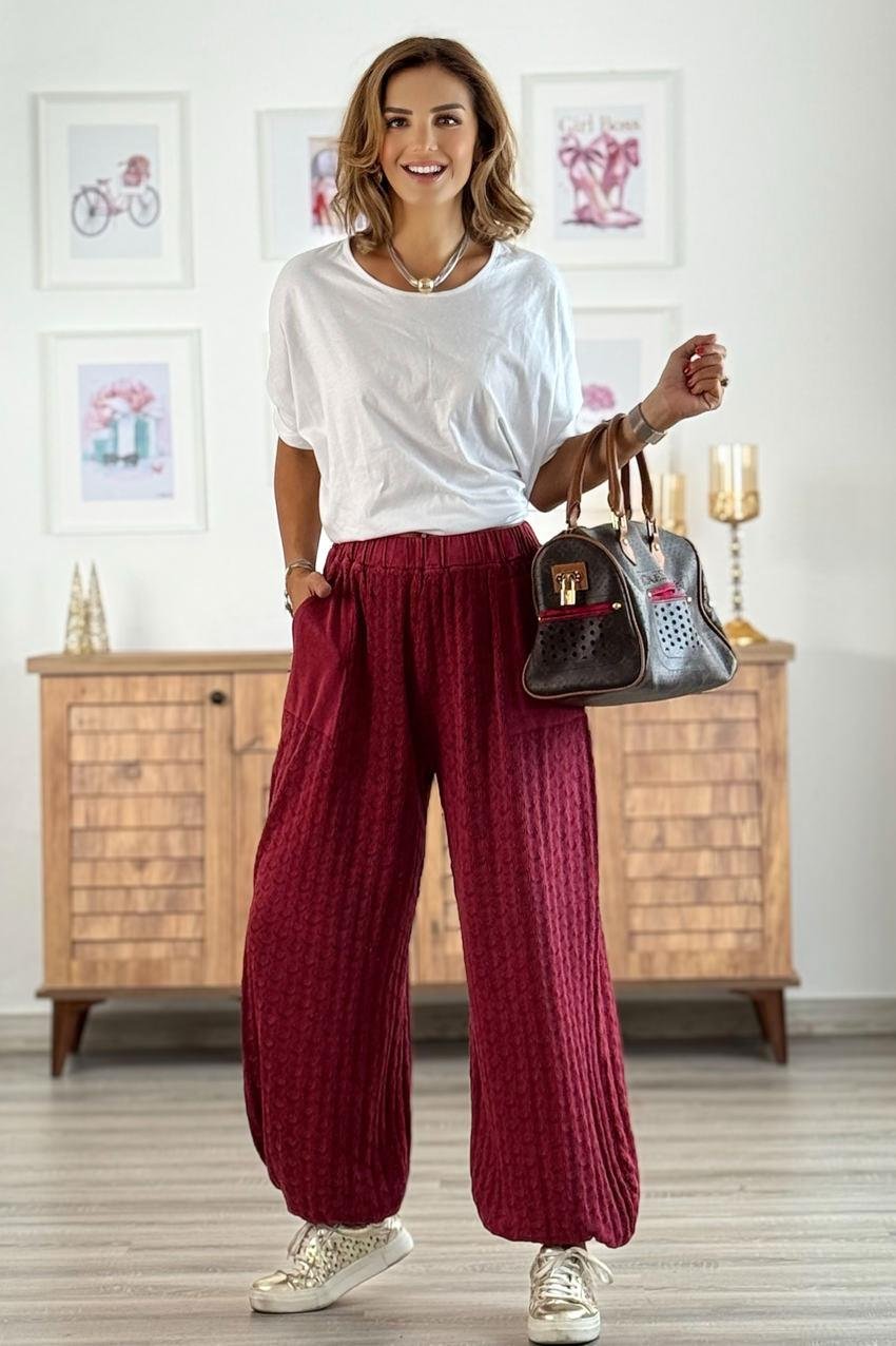 Bordo Ajurlu Şalvar