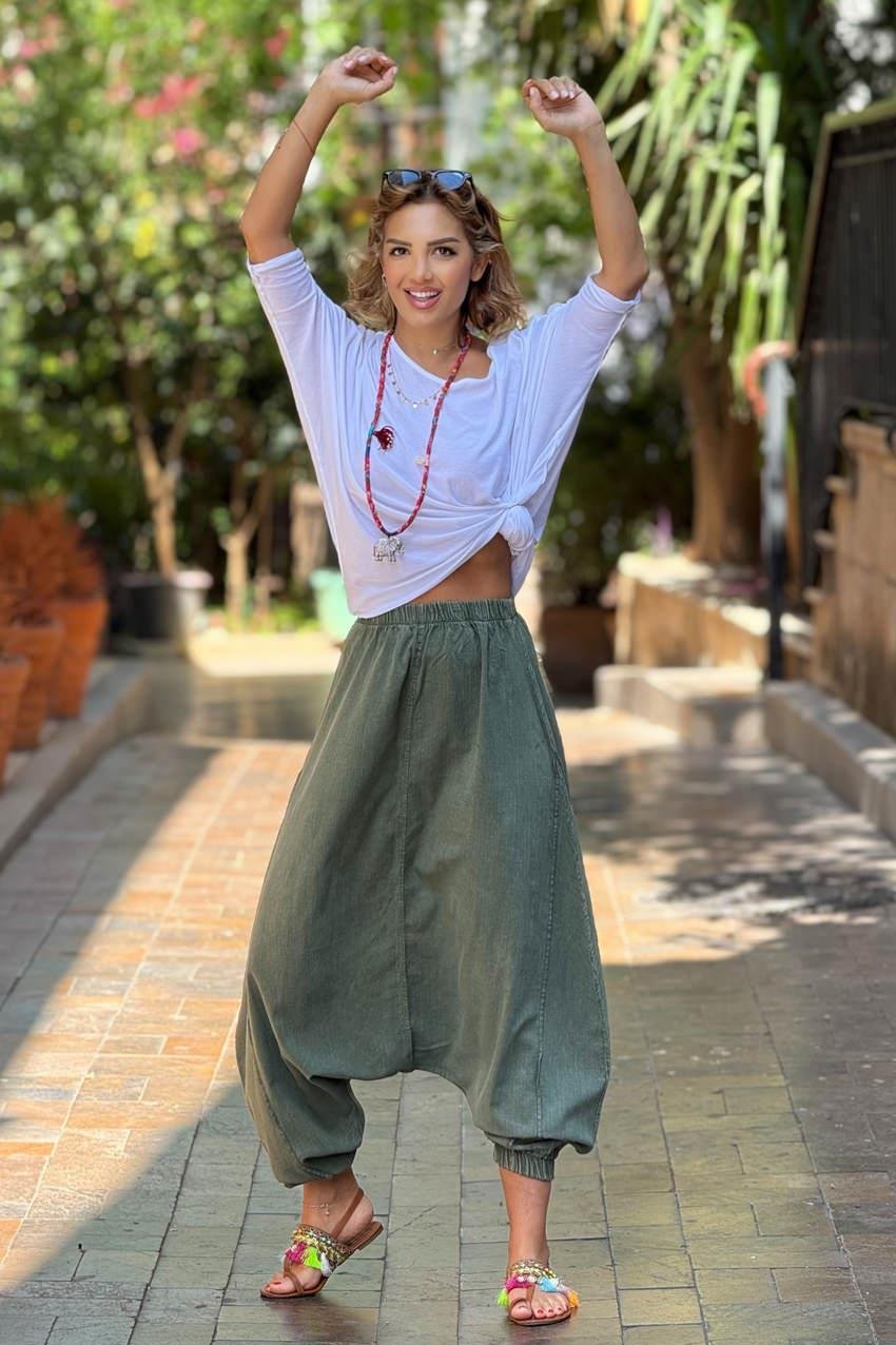 Haki Parça Boya Şalvar