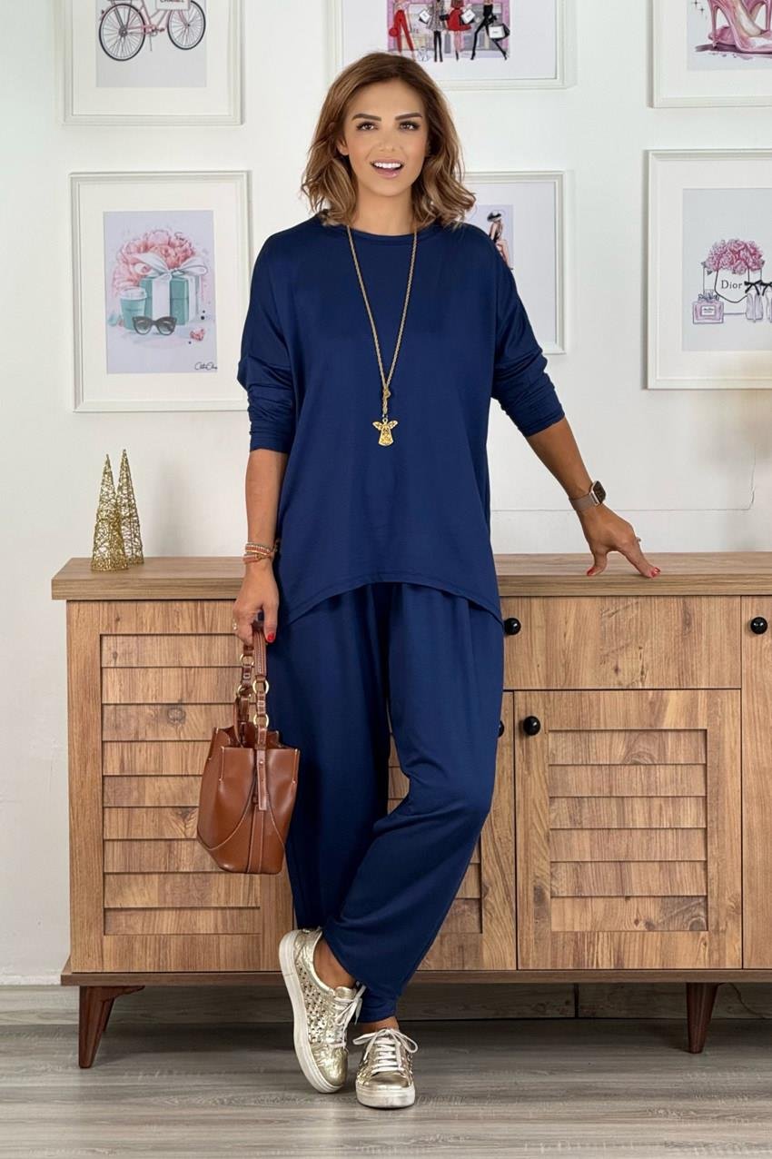 Lacivert Lucky Pantolon Bluz Takım