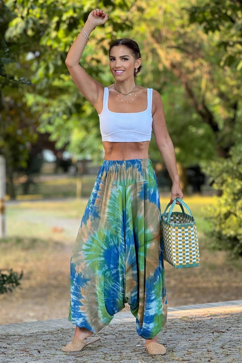 Mavi Renk Batik %100 Pamuk Şalvar