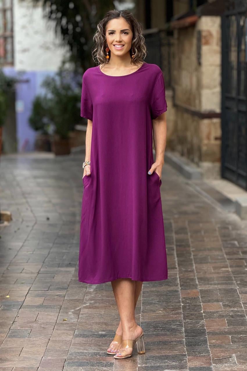 Menekşe Pearl Pamuklu Elbise