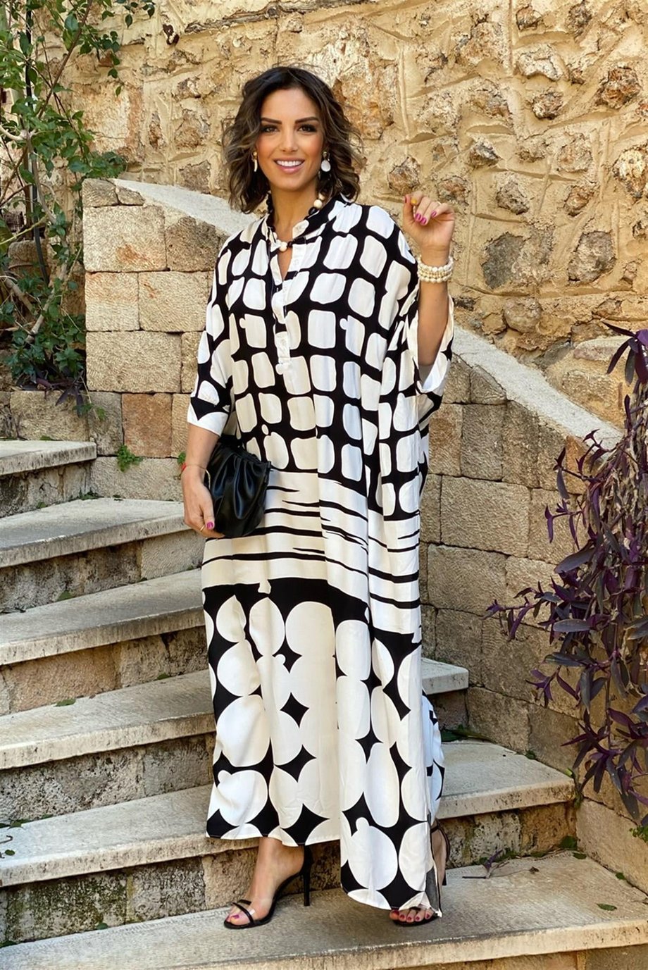 Milano Desenli Oversize Elbise