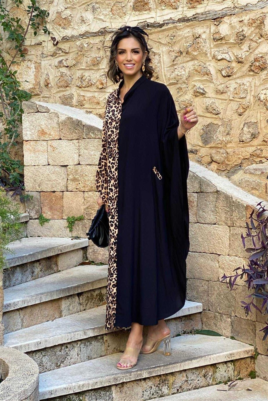 Semi Leopar Gömlek Elbise