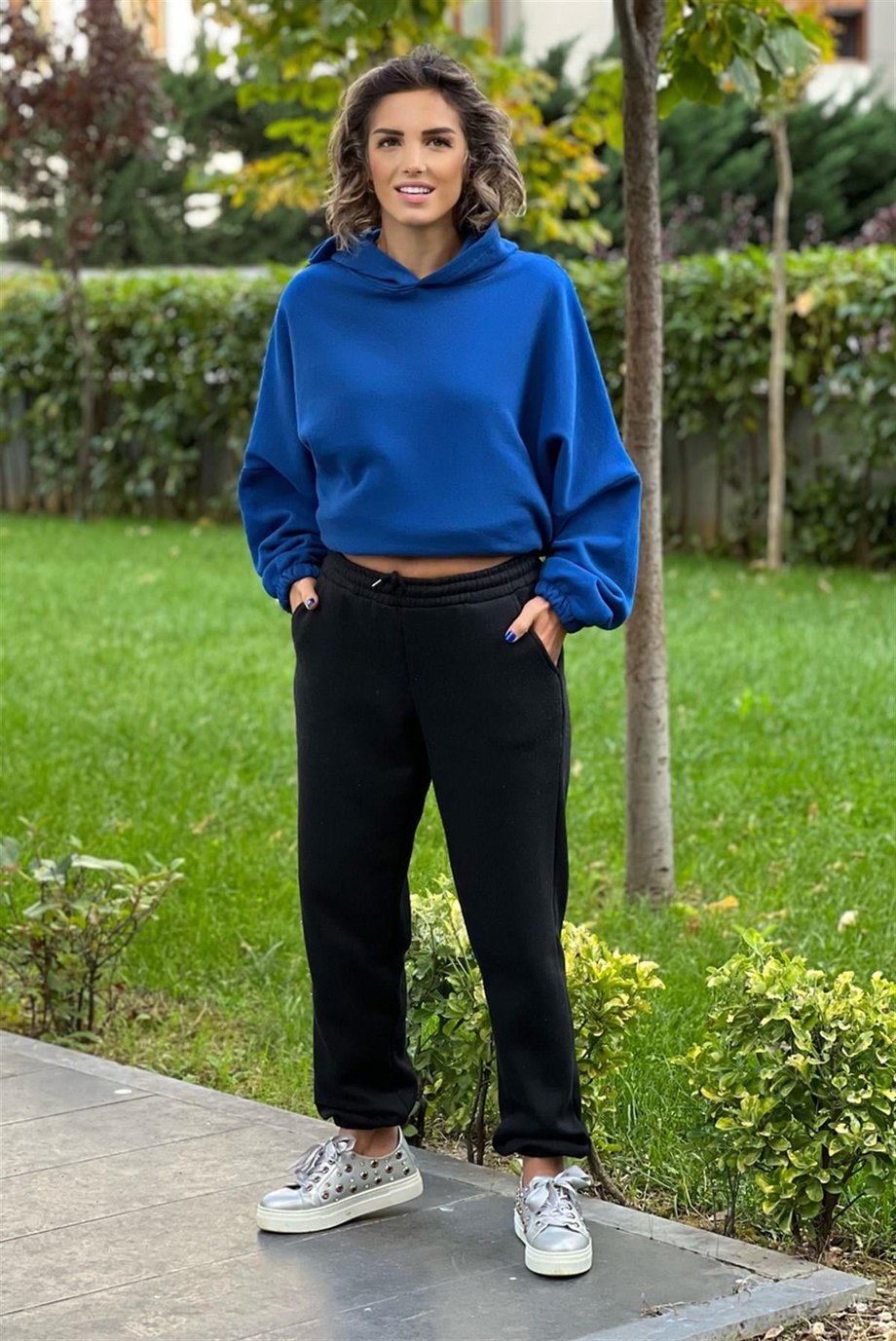 Siyah İçi Polarlı 3 İplik Tek Eşofman Altı