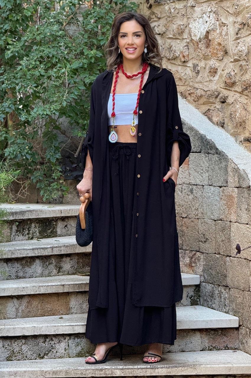 Siyah İtalyan Takım - (Pantolon ve Uzun Tunik)