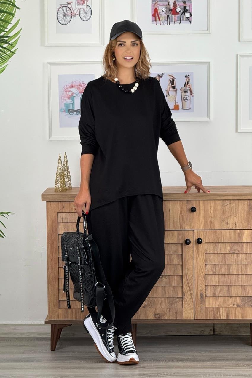 Siyah Lucky Pantolon Bluz Takım