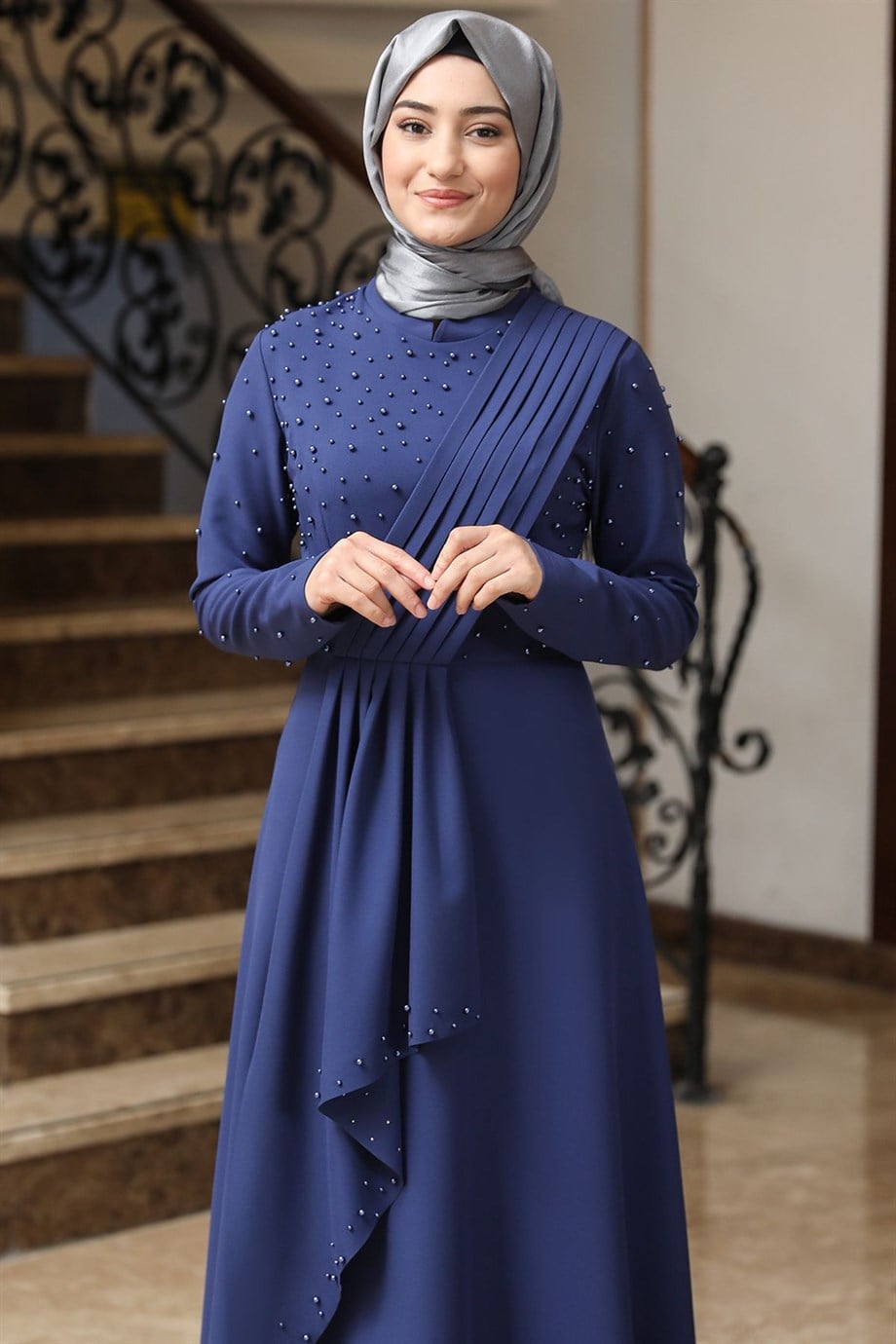 Manolya Tesettür Elbise İndigo