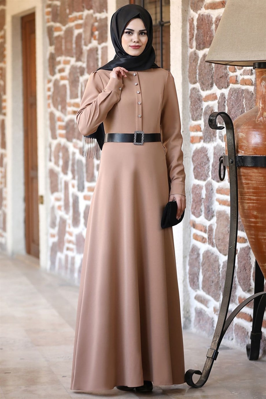 Masal Tesettür Elbise Camel