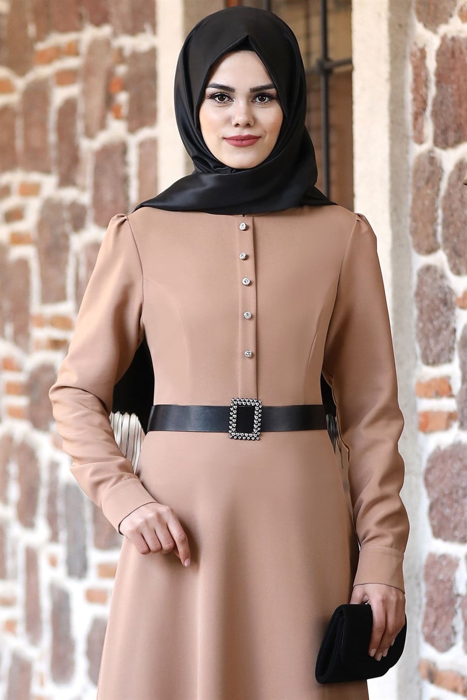 Masal Tesettür Elbise Camel
