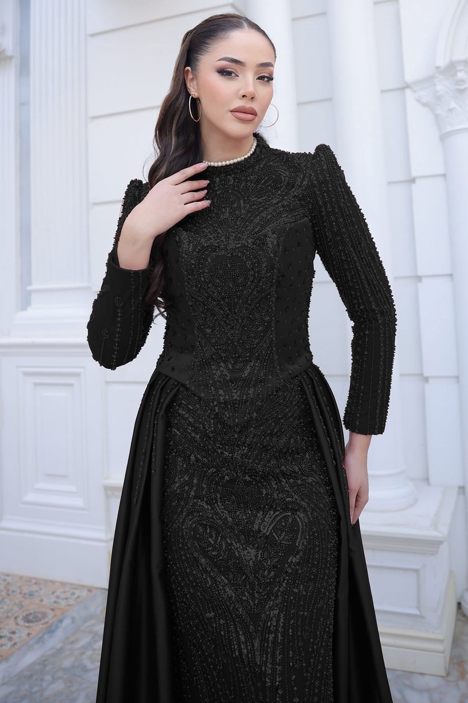 Mila Tesettür Abiye Siyah