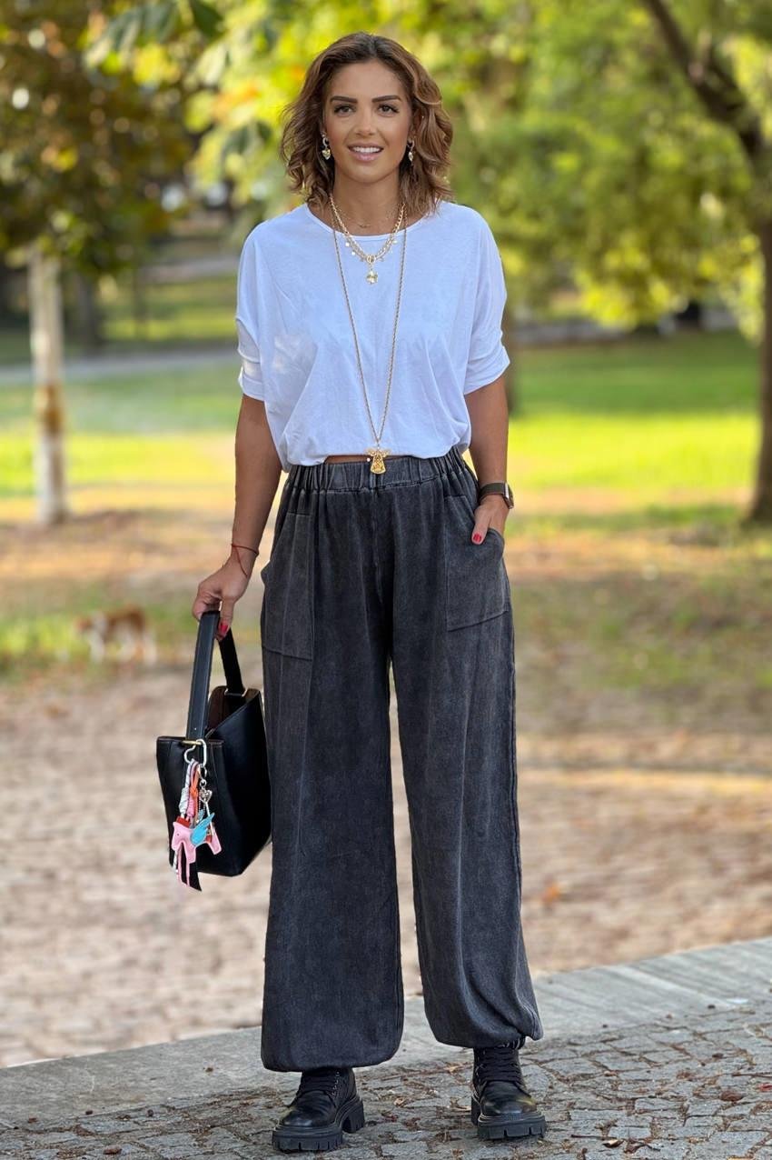 Antrasit Renk %100 Pamuk Triko Şalvar