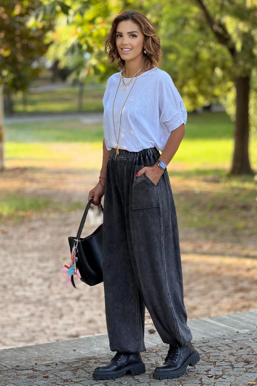 Antrasit Renk %100 Pamuk Triko Şalvar