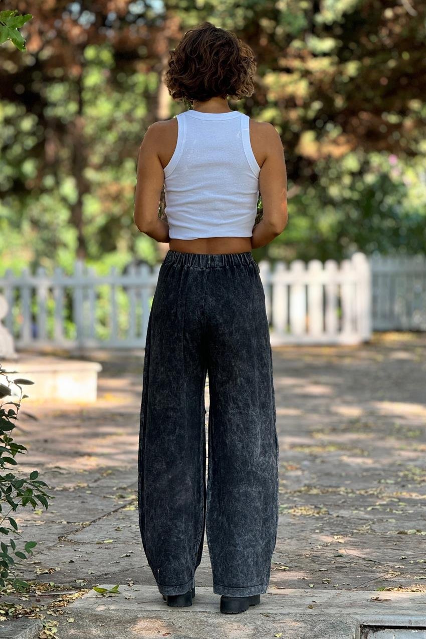 Antrasit Renk Parça Boya %100 Pamuk Tasarım Triko Pantolon