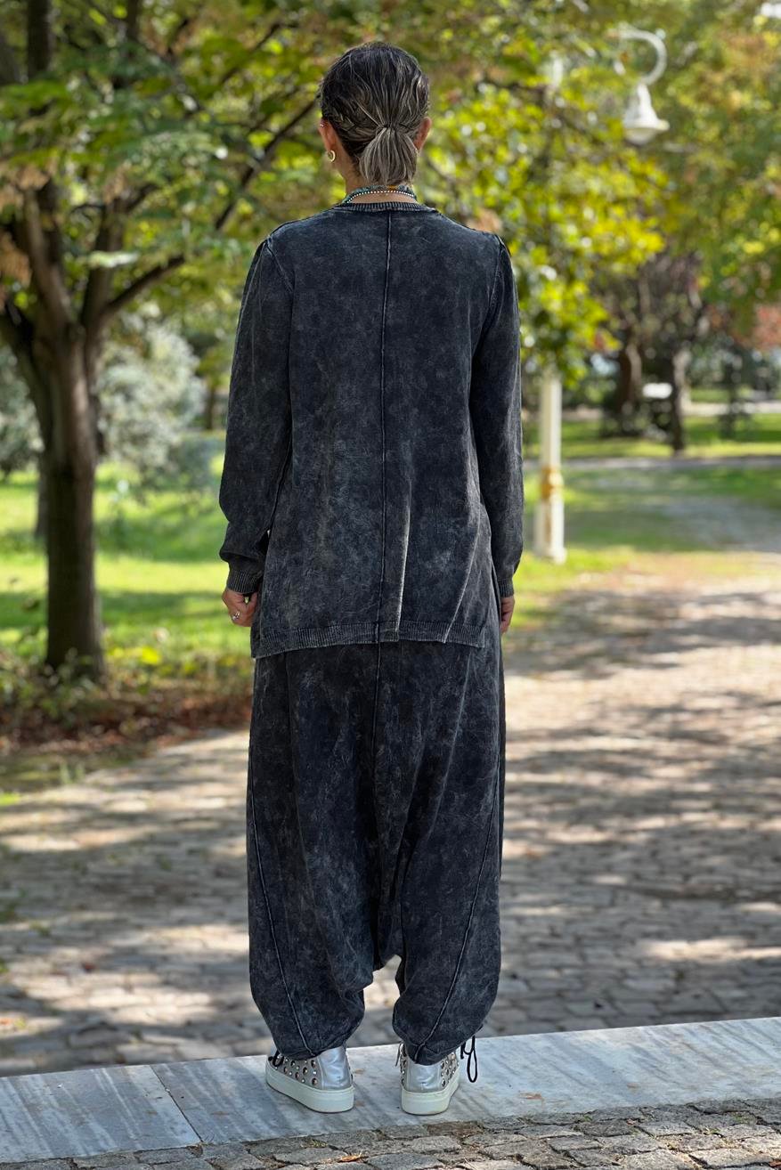 Antrasit Renk Tasarım Şalvar Takım