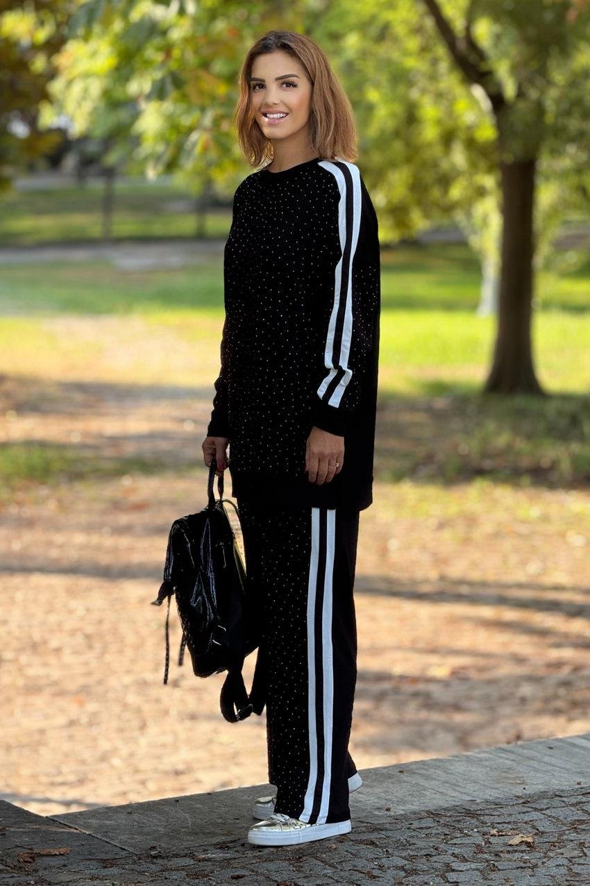 Beyaz Garnili Işıltılı Eşofman Takım