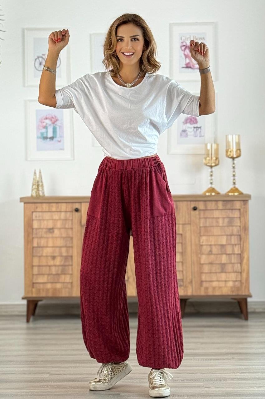 Bordo Ajurlu Şalvar