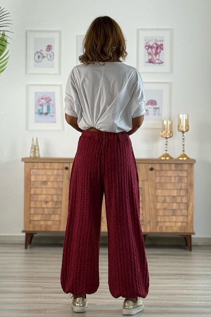 Bordo Ajurlu Şalvar