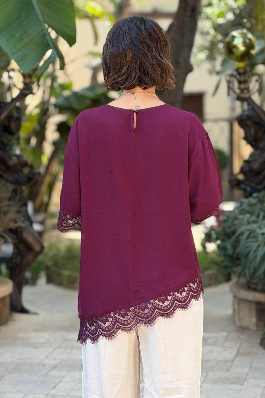 Bordo Dantelli Bluz