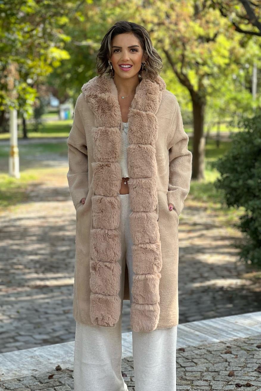 Camel Renk Kürklü Angora Kaban