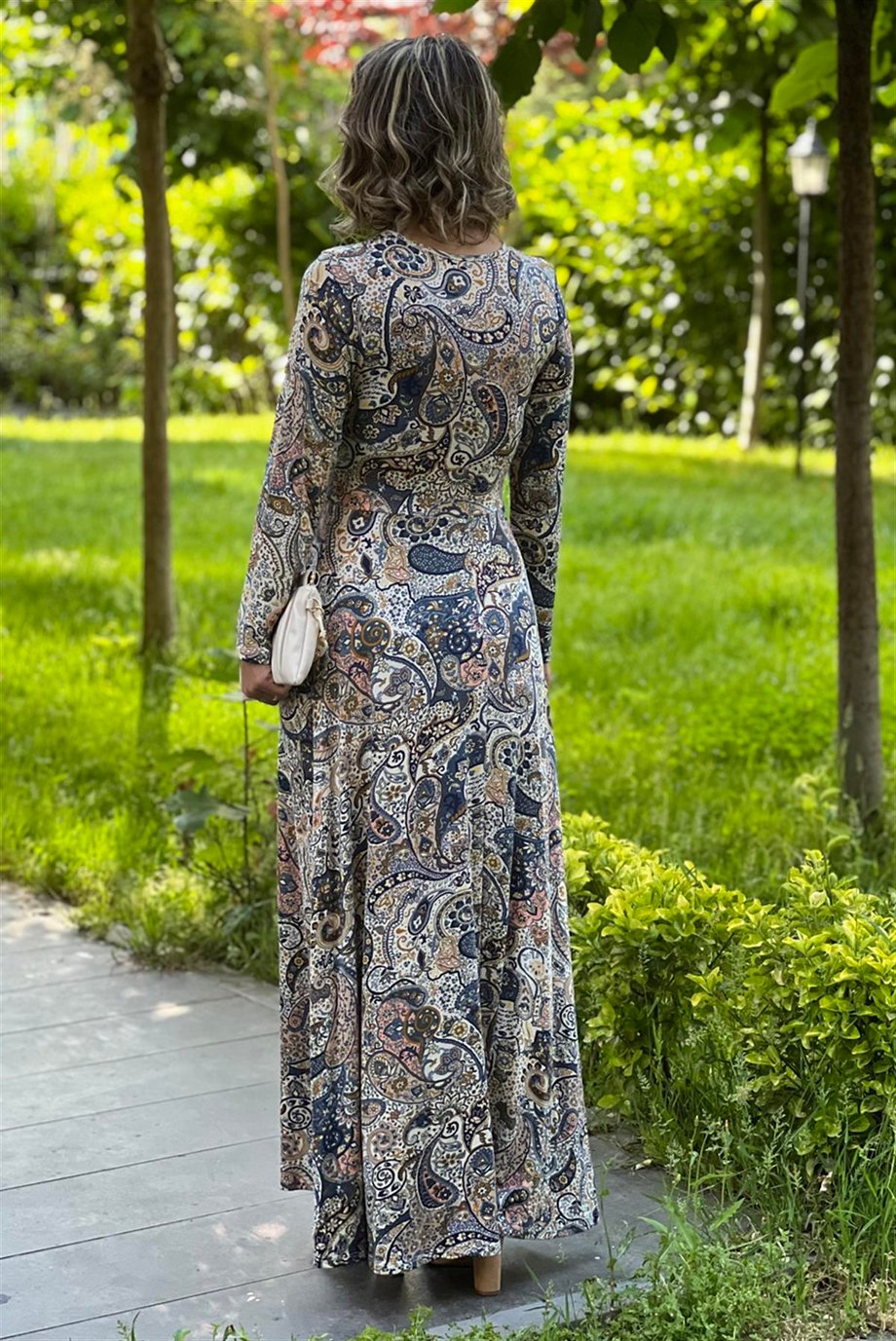 Firuze Desenli Elbise