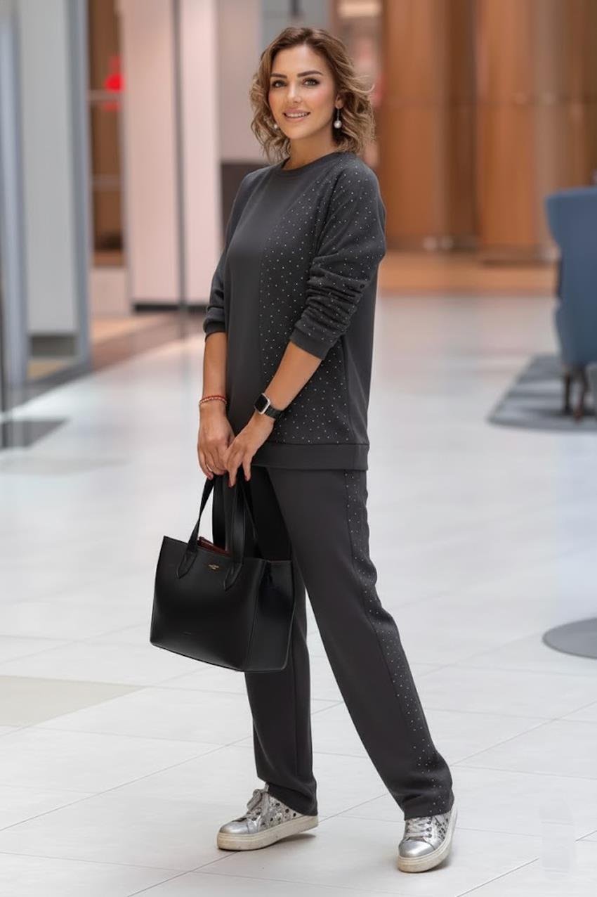 Füme Renk Samanyolu Taşlı Takım