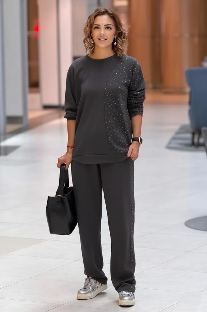 Füme Renk Samanyolu Taşlı Takım