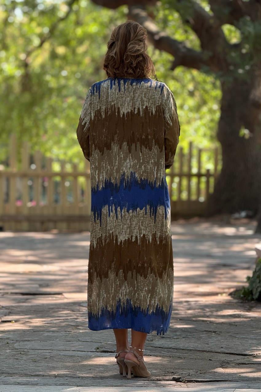 GÖMLEK PANTOLON TAKIM - Kahverengi Dalga Desenli