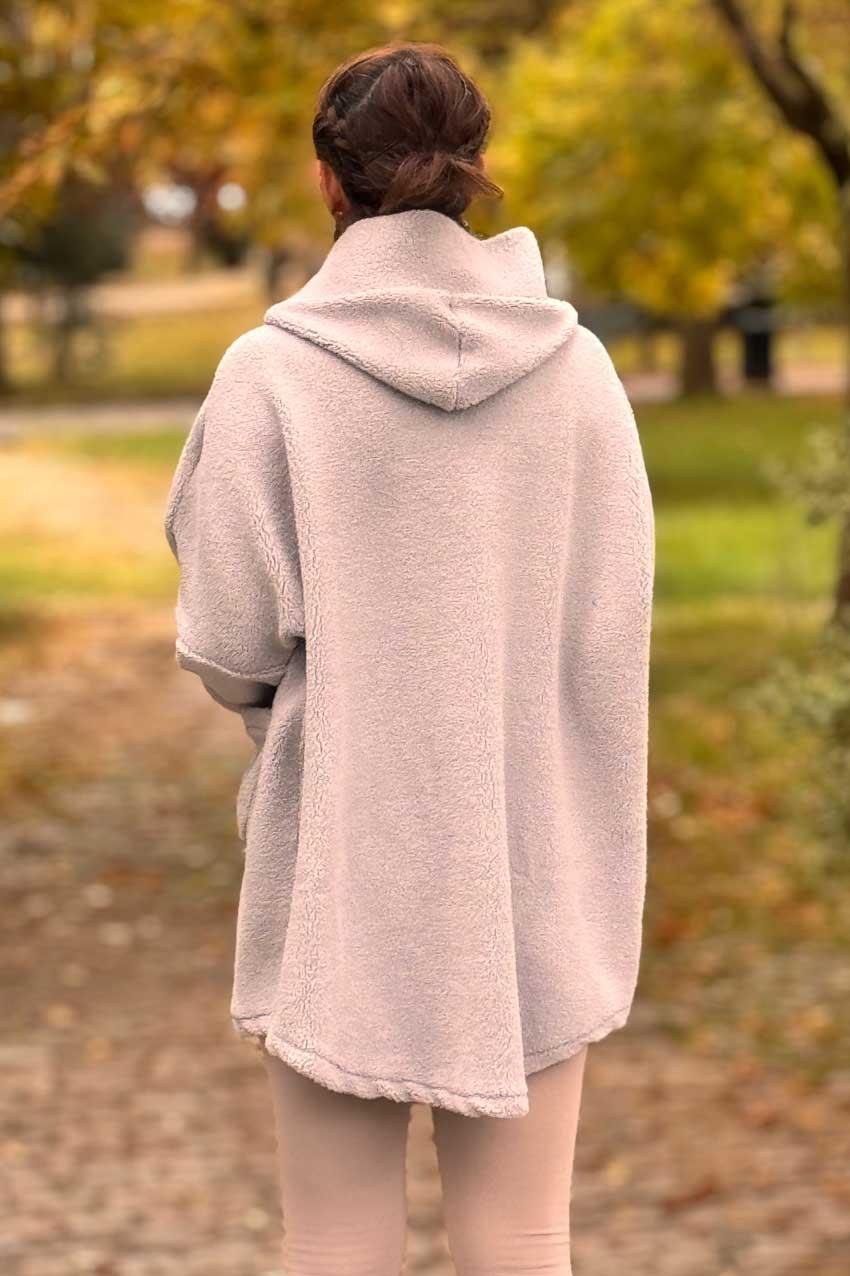 Gri Renk Peluş Mont