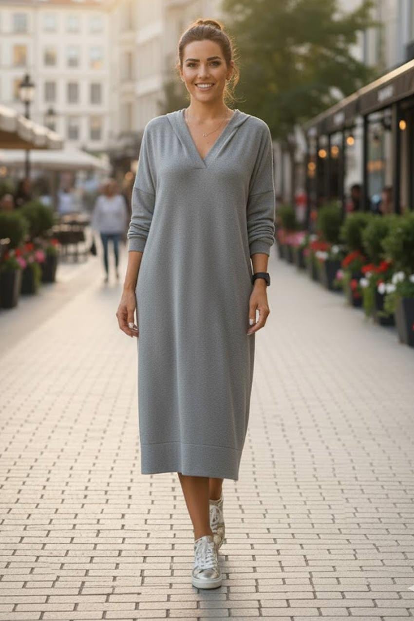 Gri Sweat Elbise - Modal Kumaş