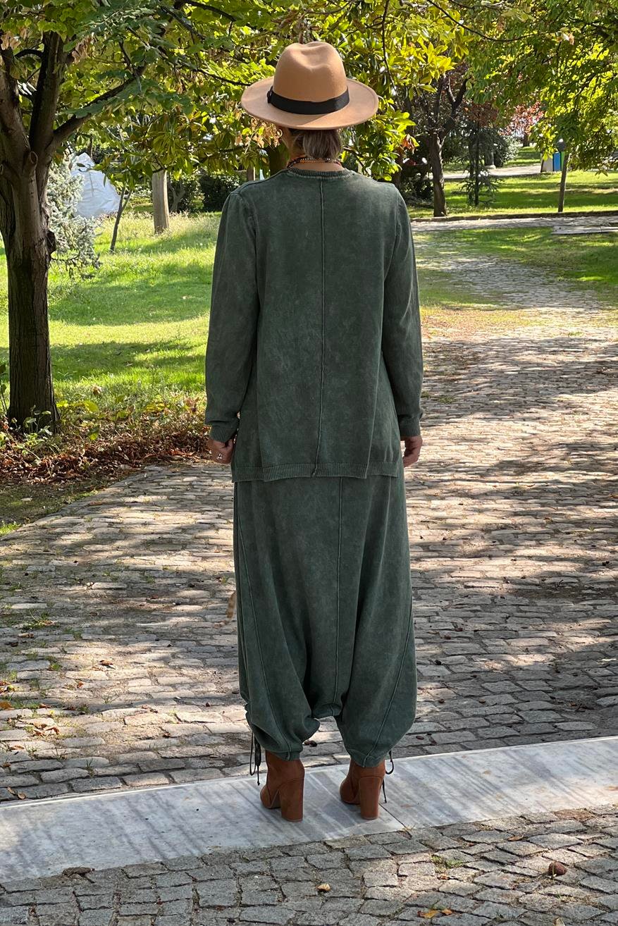 Haki Renk Tasarım Şalvar Takım