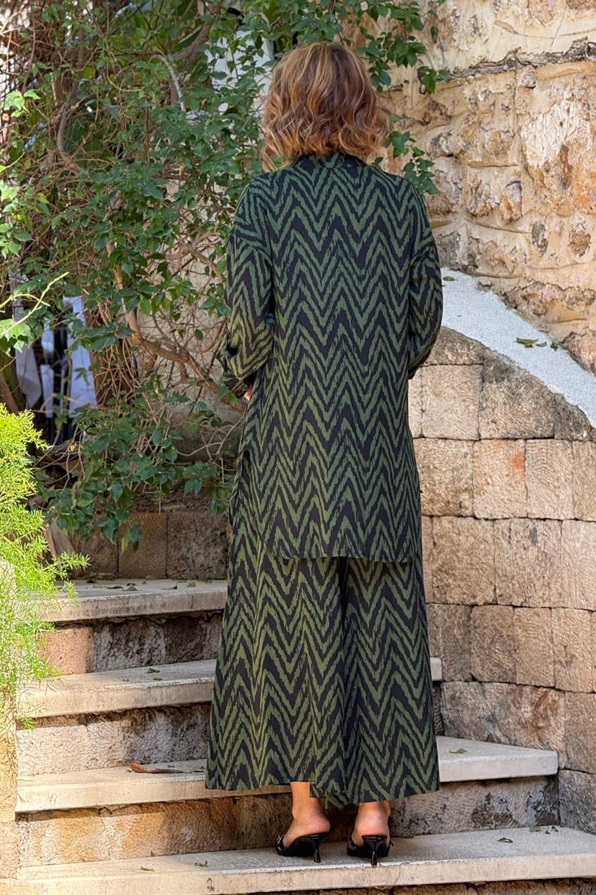 Haki Renk Zerrin %100 Pamuk Pantolon Gömlek İkili Takım