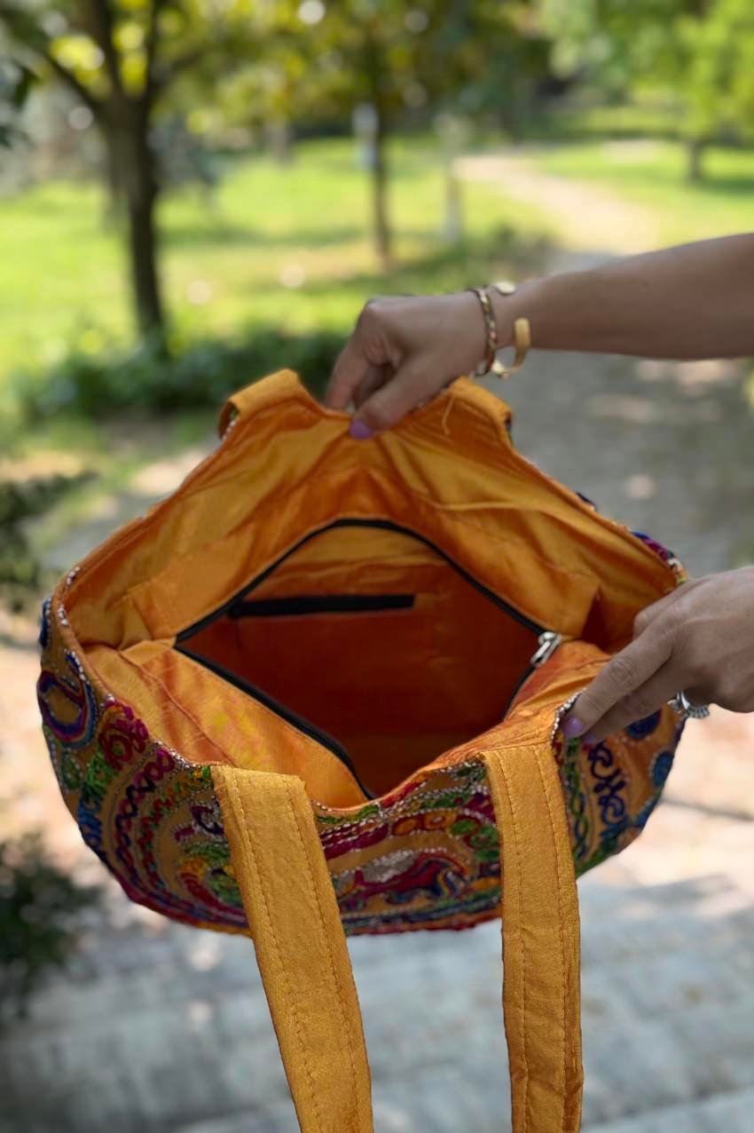 Hardal Filli Aynalı Etnik Çanta