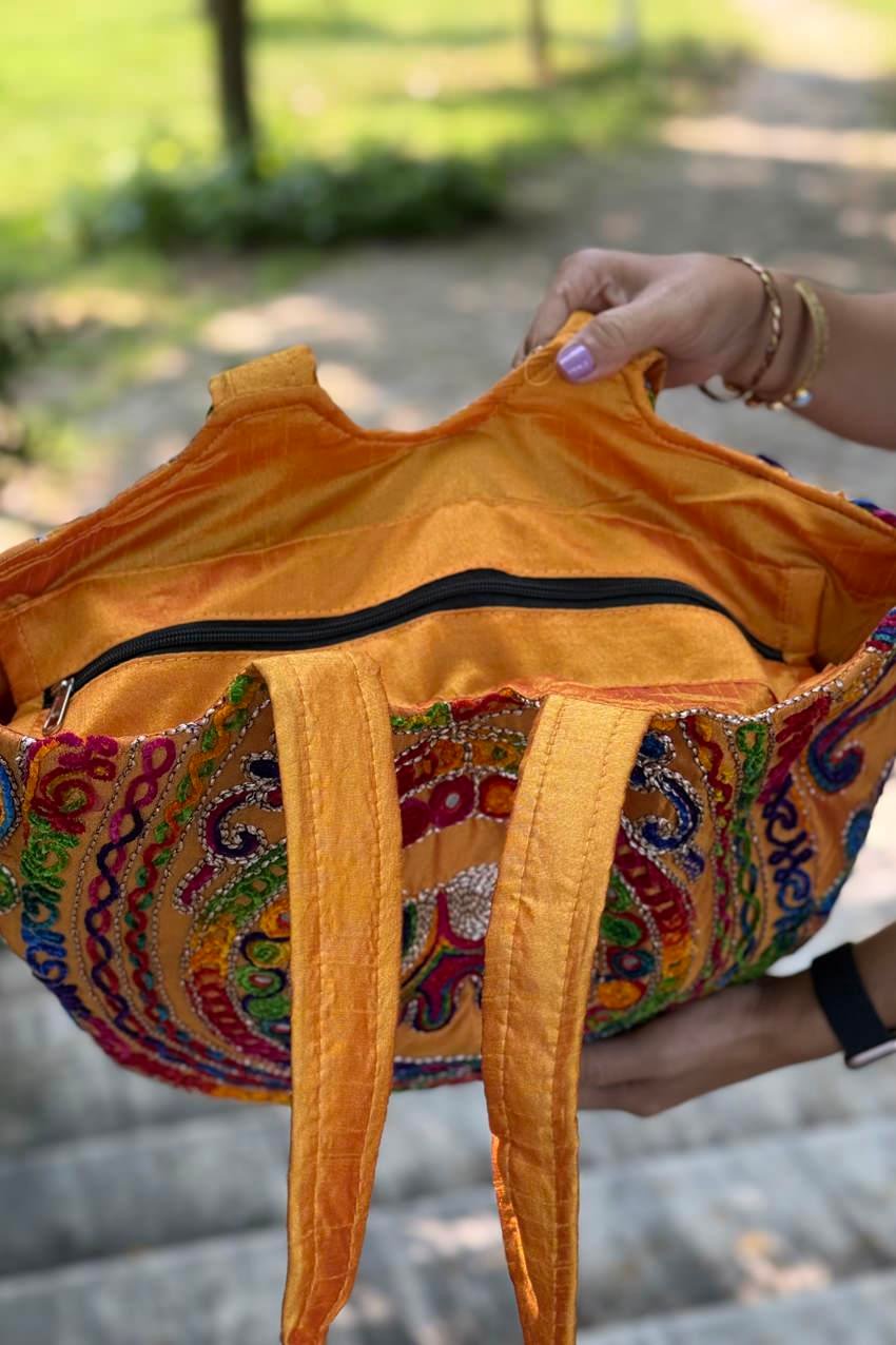 Hardal Filli Aynalı Etnik Çanta