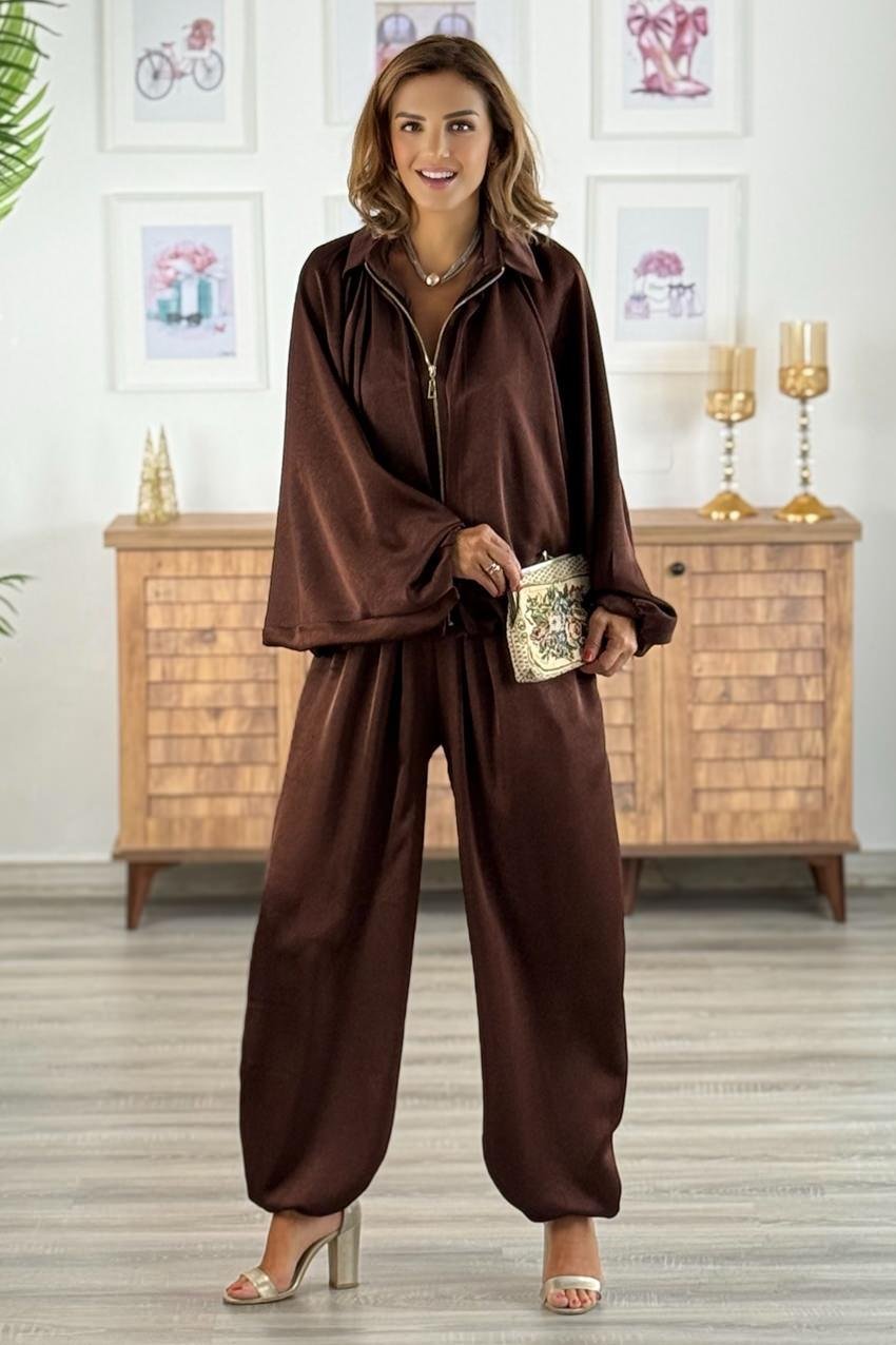 Kahverengi Saten Takım