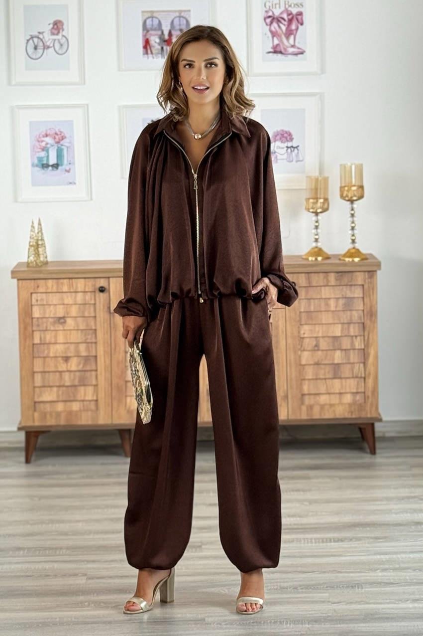 Kahverengi Saten Takım