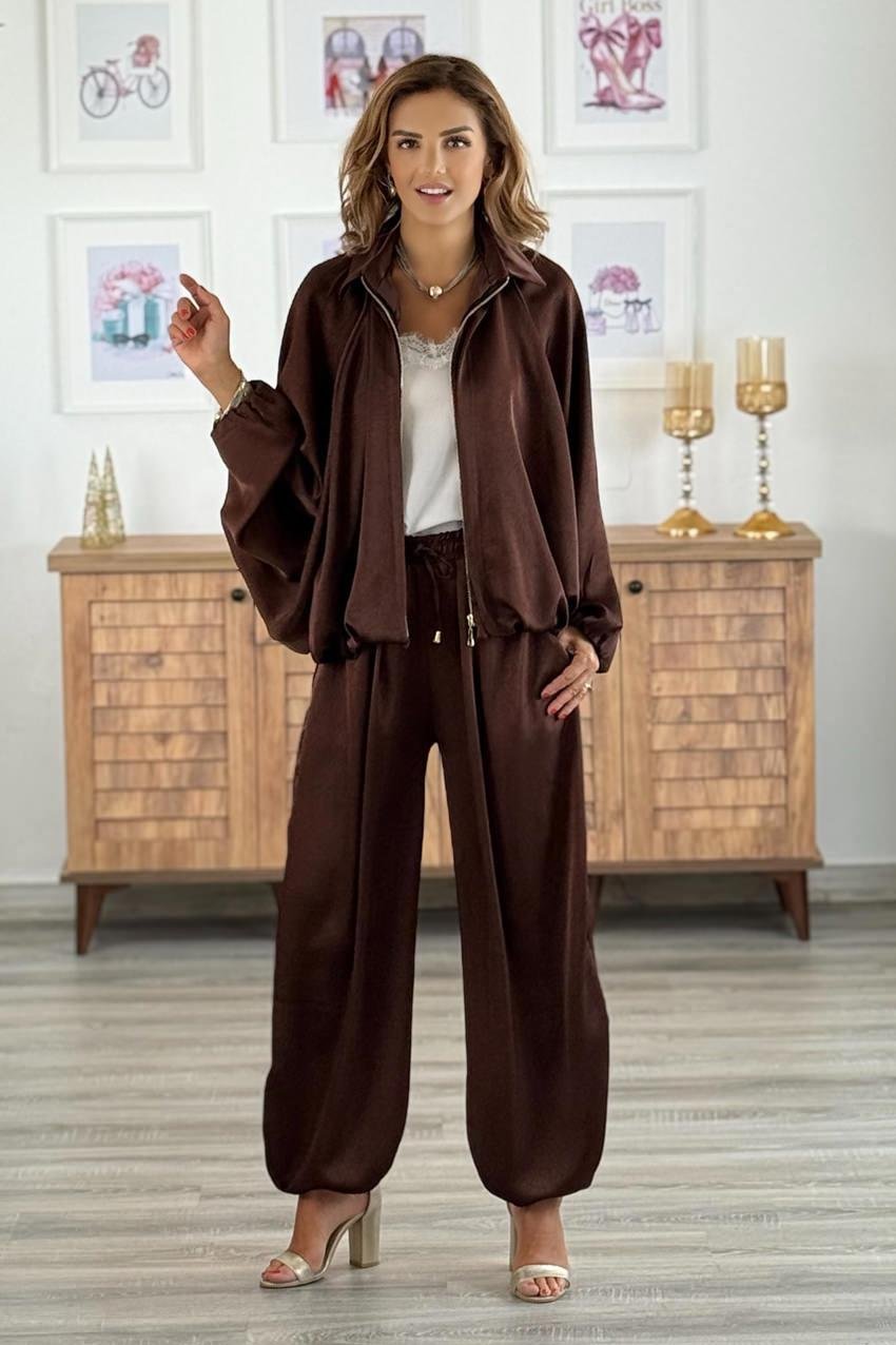 Kahverengi Saten Takım