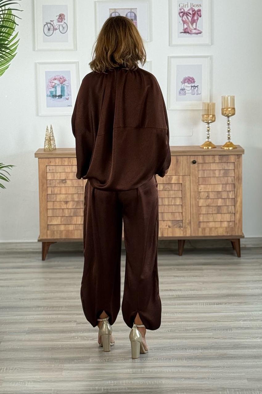 Kahverengi Saten Takım