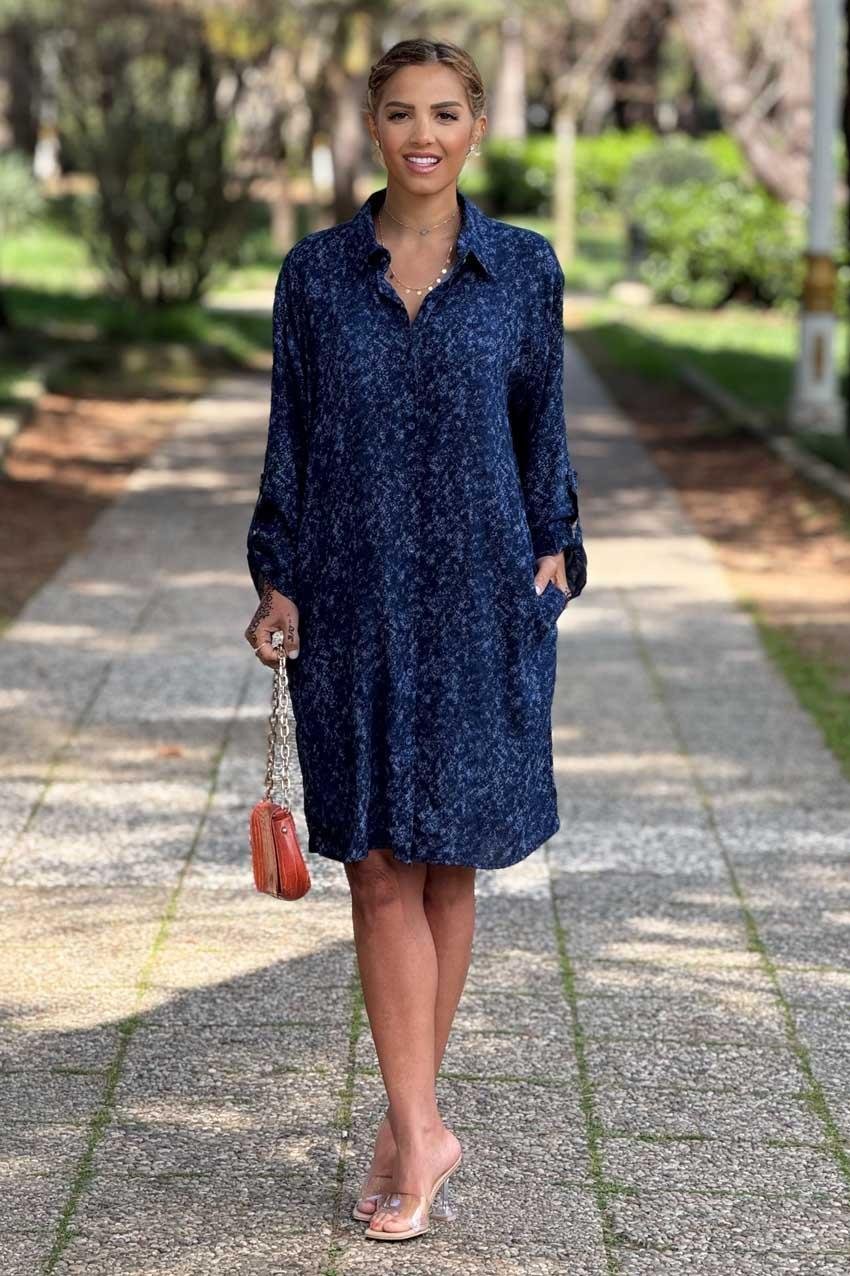 Kot Rengi Renk %100 Pamuk Midi Boy Gömlek Elbise