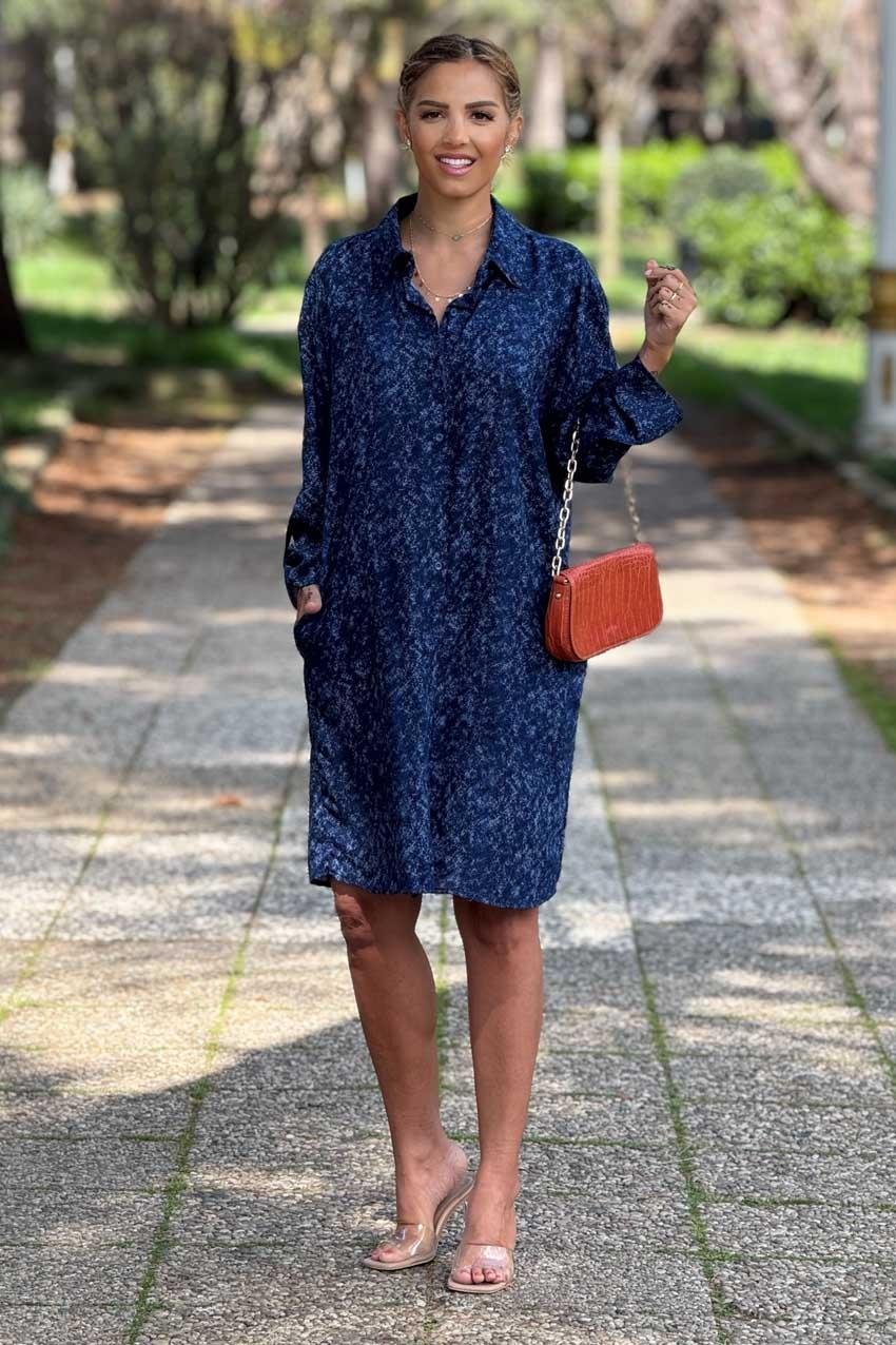 Kot Rengi Renk %100 Pamuk Midi Boy Gömlek Elbise