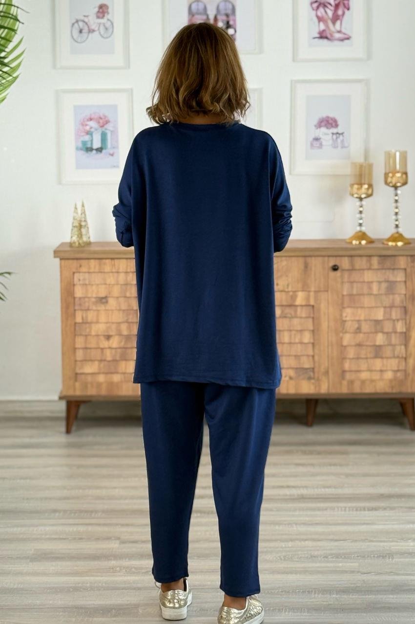 Lacivert Lucky Pantolon Bluz Takım