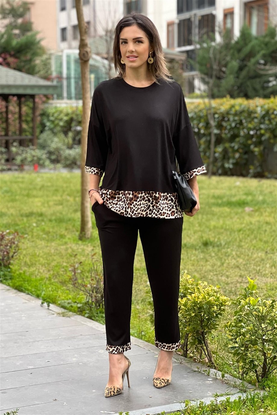 Leopar Garnili İkili Takım