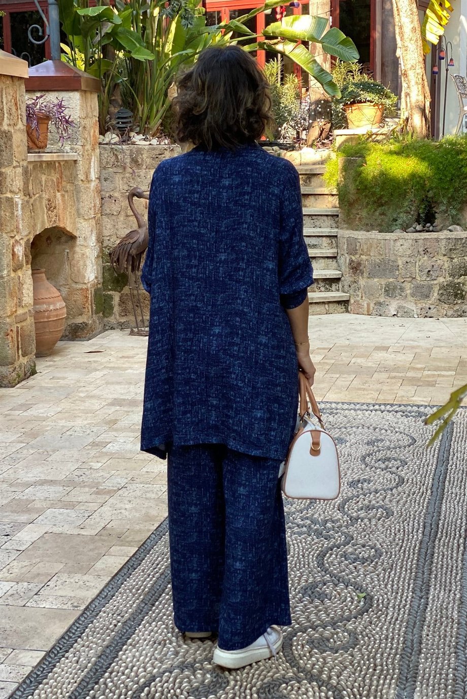 Mavi Palazzo Pantolon Tunik Takım
