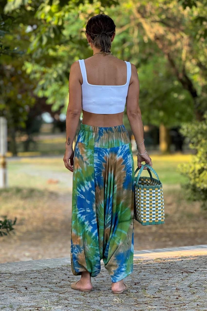 Mavi Renk Batik %100 Pamuk Şalvar