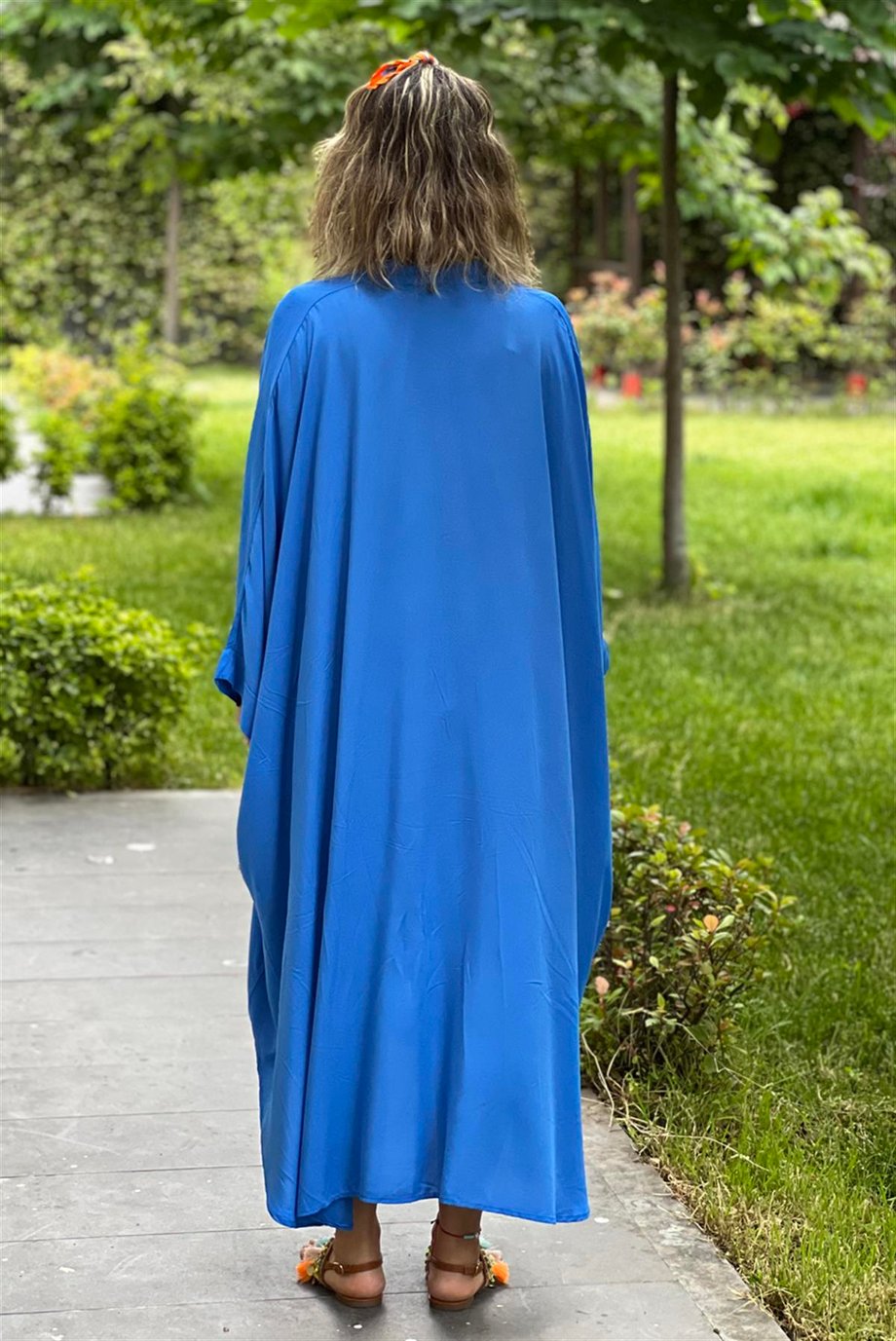 Mavi Renk Büyük Beden Salaş Gömlek Elbise
