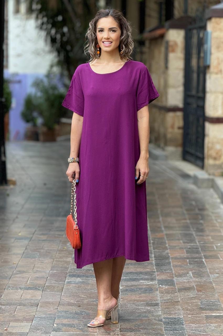 Menekşe Pearl Pamuklu Elbise