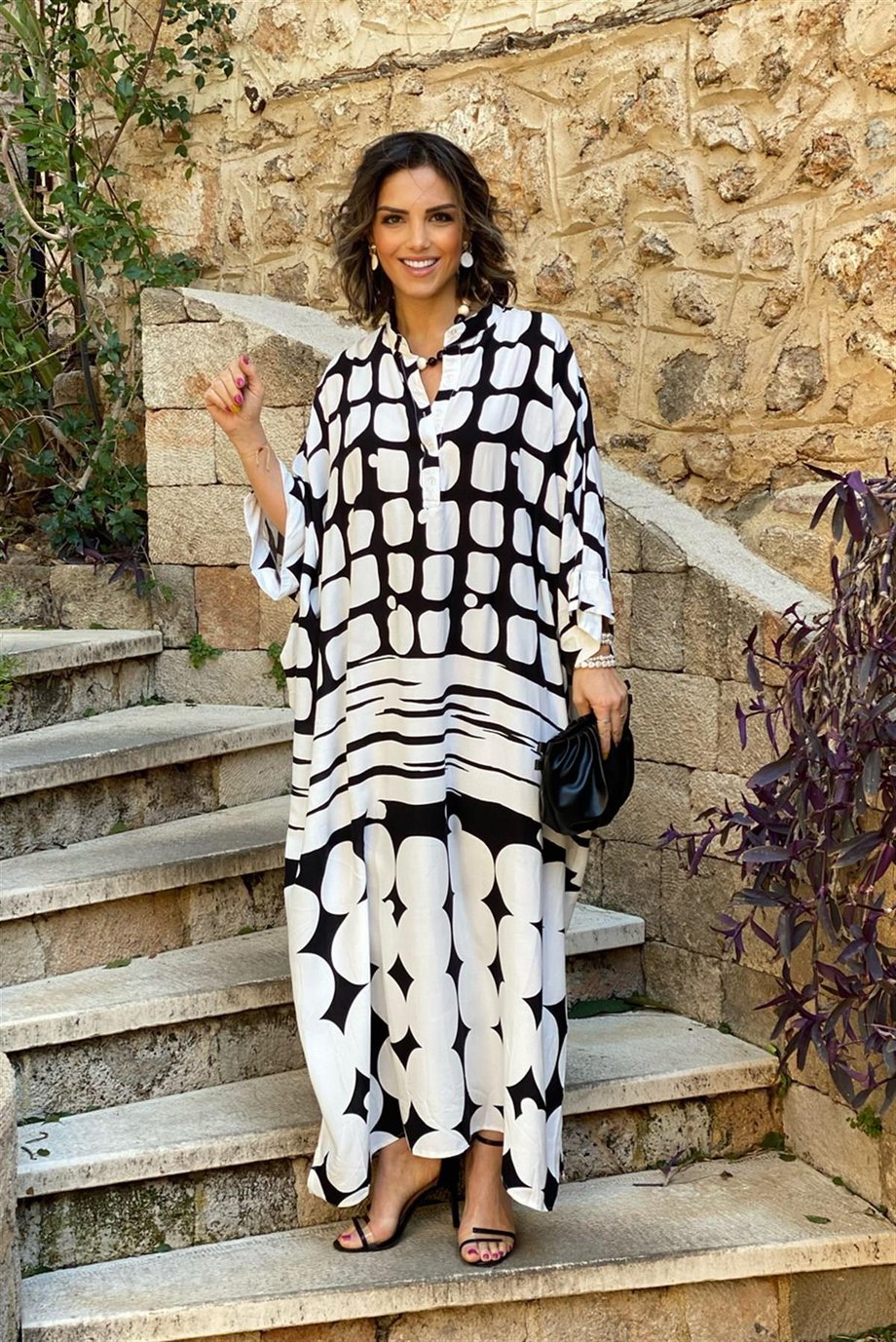 Milano Desenli Oversize Elbise
