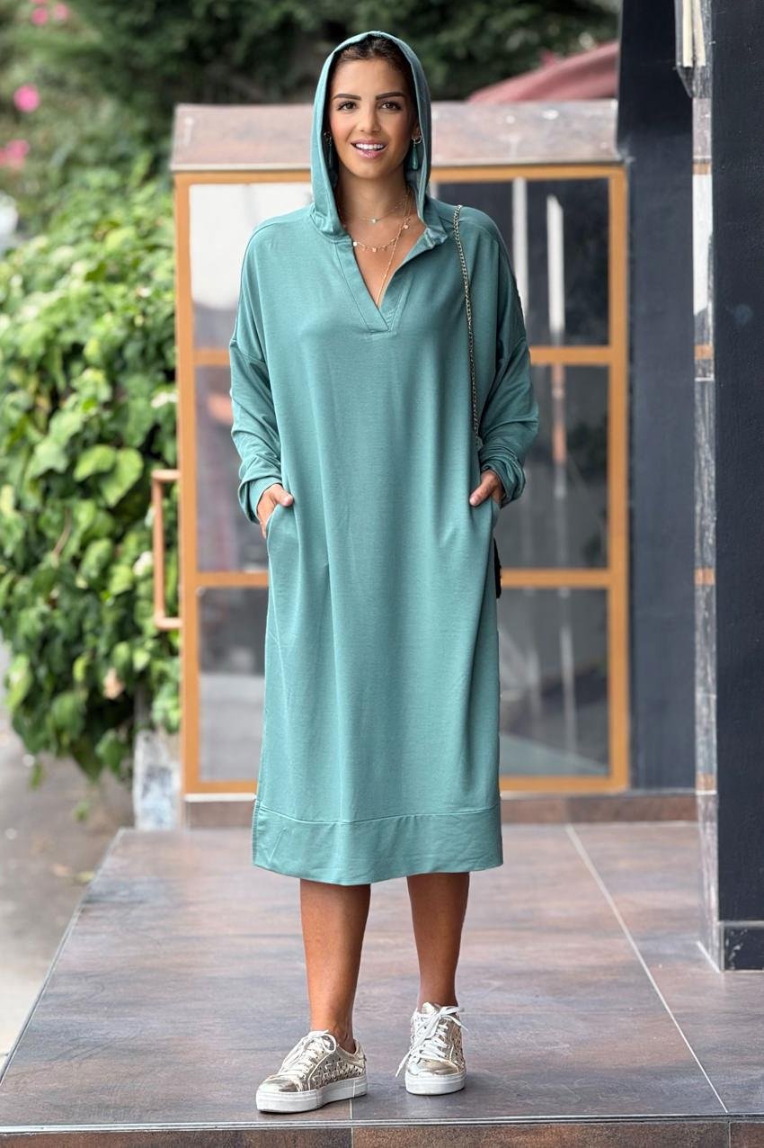 Mint Yeşili Sweat Elbise - Modal Kumaş