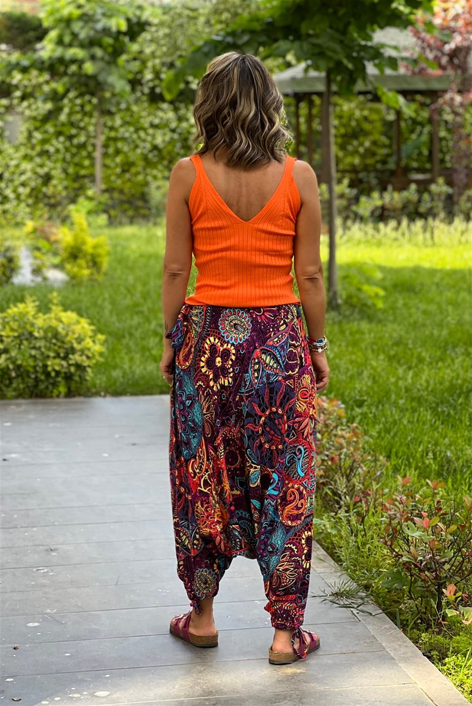 Mor Mandala Desenli Şalvar