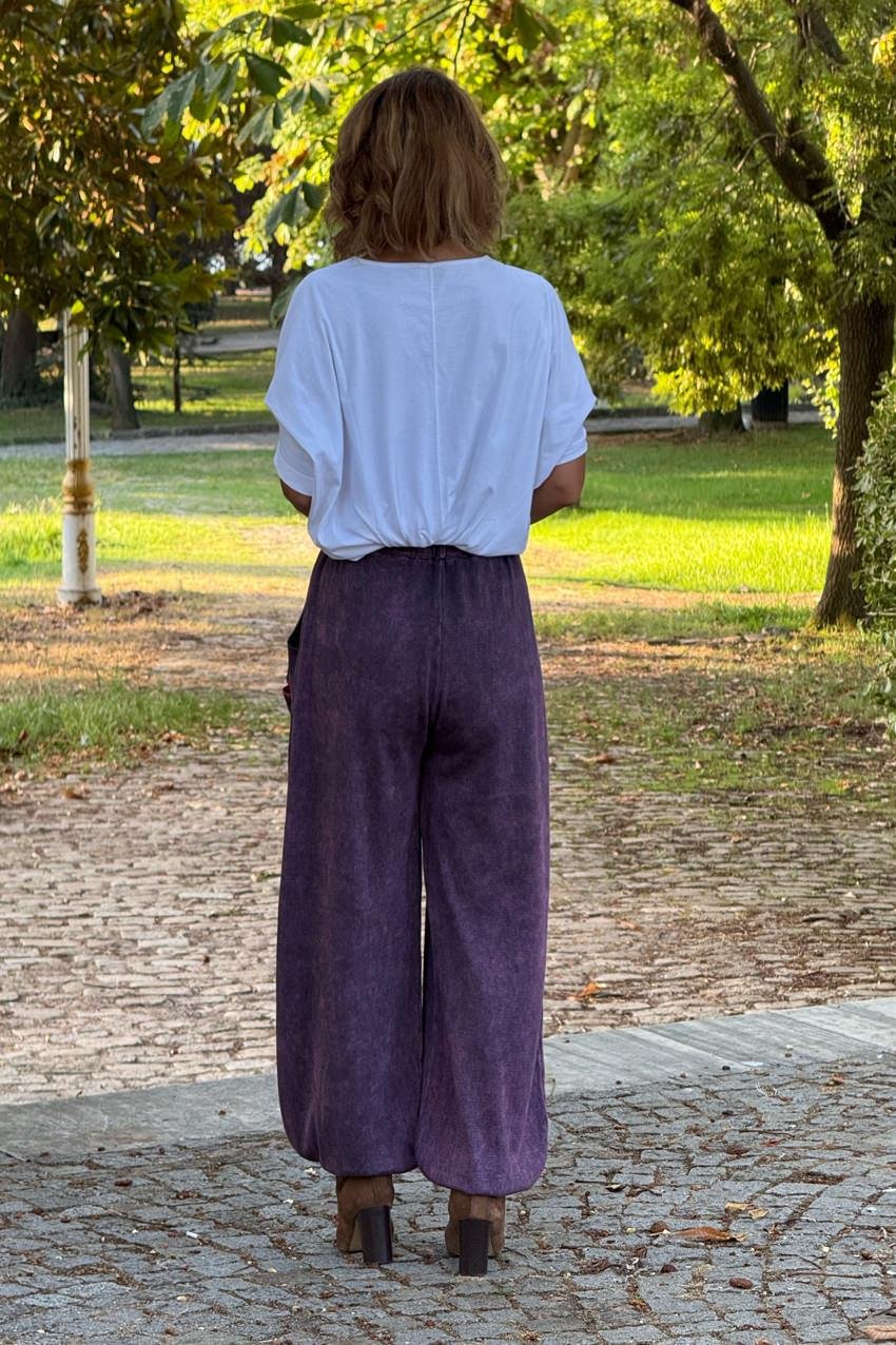 Mor Renk %100 Pamuk Triko Şalvar