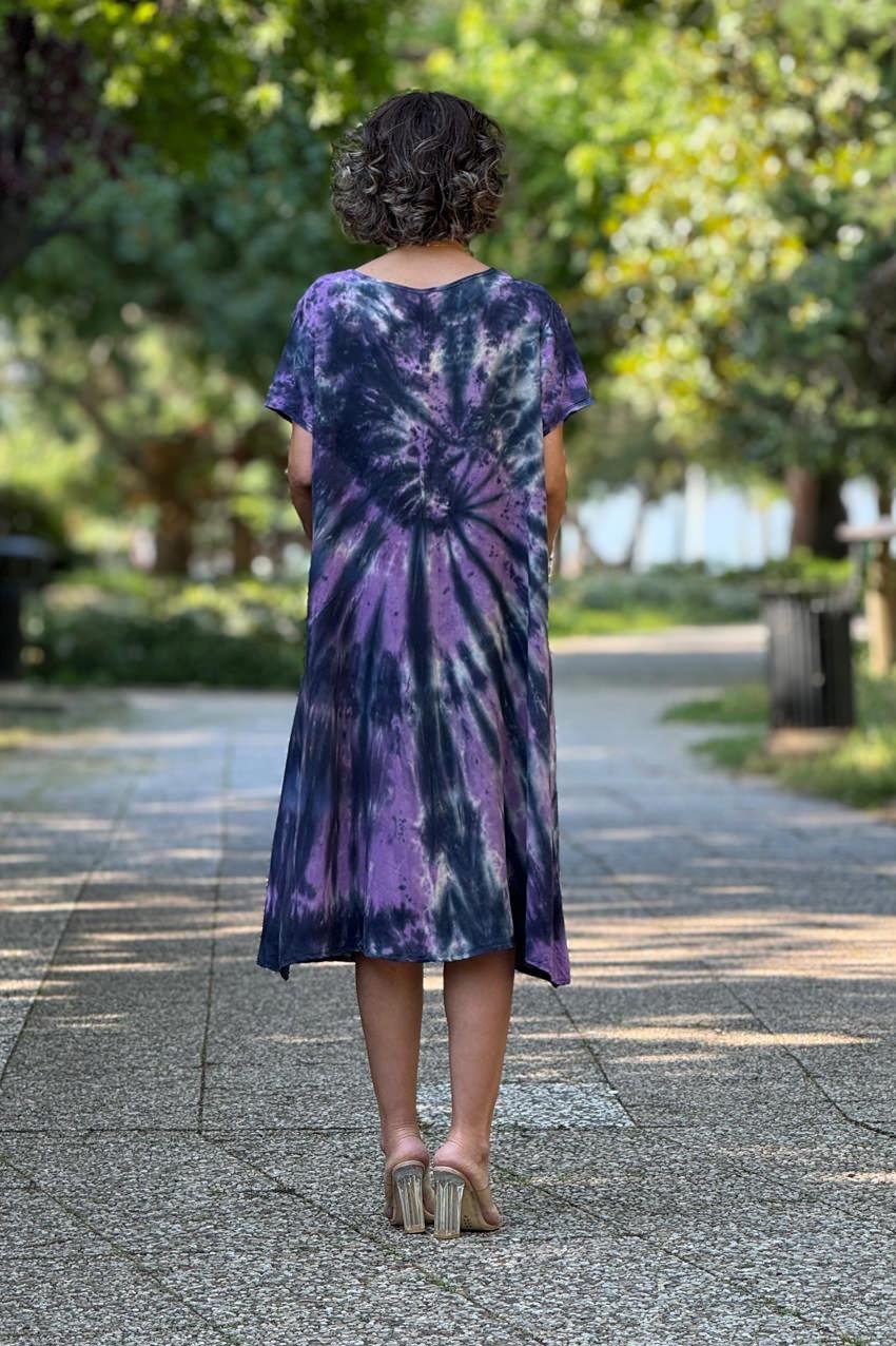 Mor Renk %100 Saf Organik Pamuk Batik Elbise